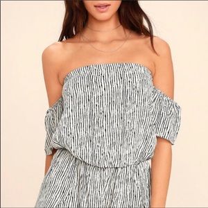 Lulus Black & White Striped Romper